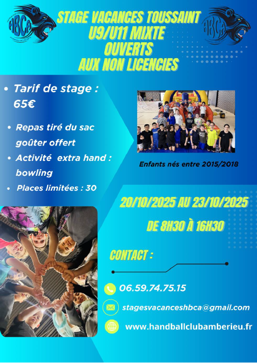 Stage vacances de Toussaint